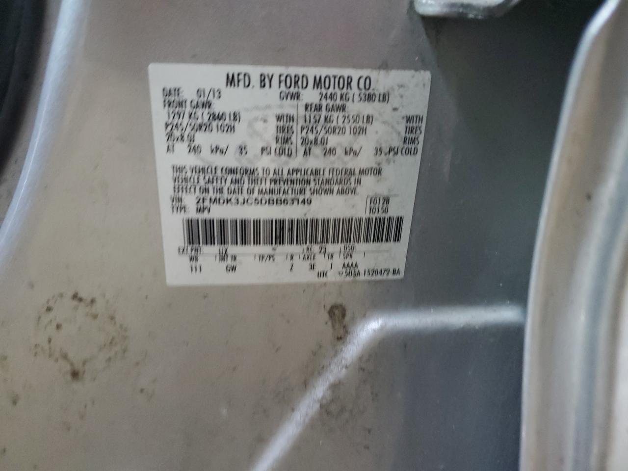 2FMDK3JC5DBB63149 2013 Ford Edge Sel