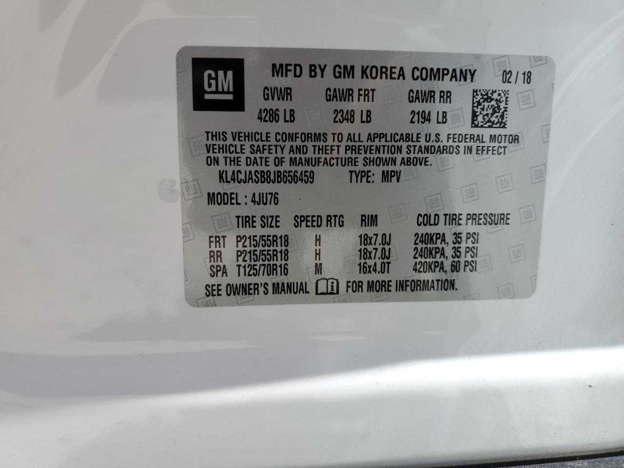 KL4CJASB8JB656459 2018 Buick Encore Preferred