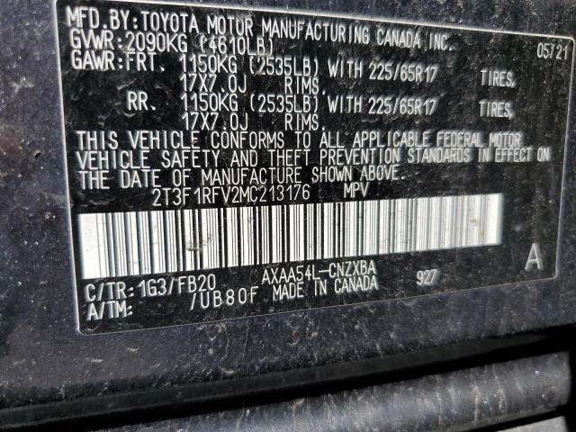 2021 Toyota Rav4 Le VIN: 2T3F1RFV2MC213176 Lot: 53563114