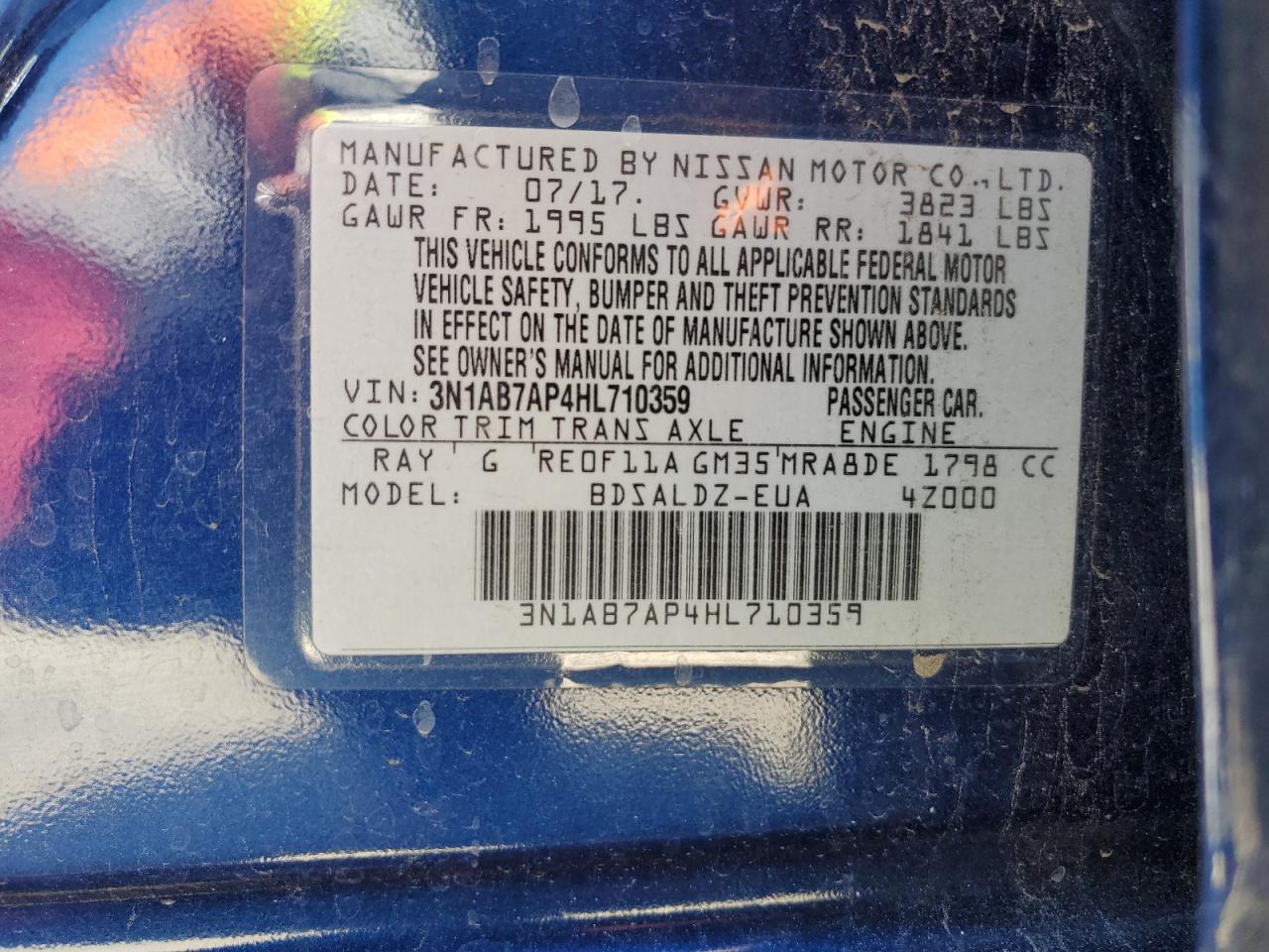 3N1AB7AP4HL710359 NISSAN SENTRA 2017