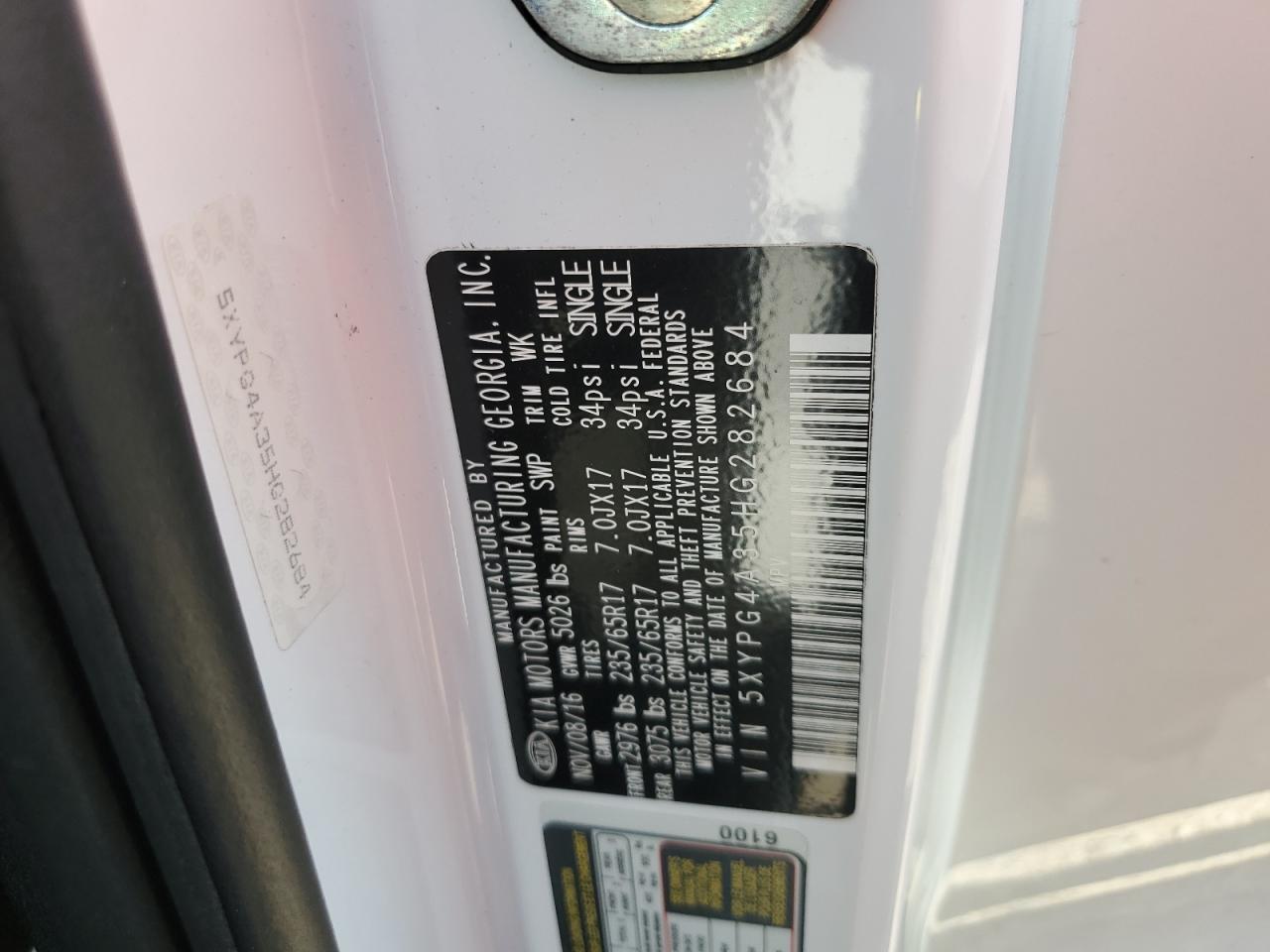 5XYPG4A35HG282684 2017 Kia Sorento Lx