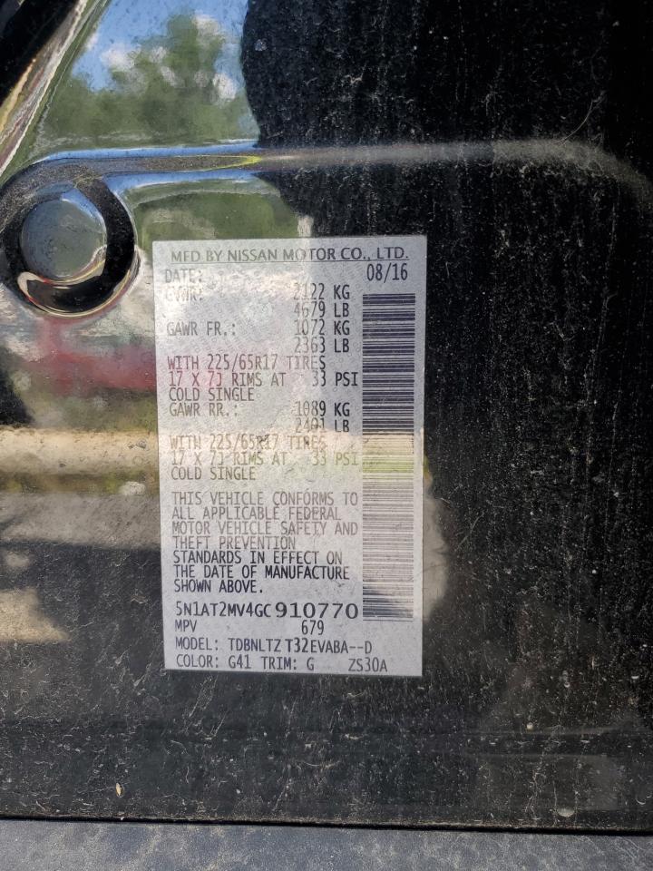 5N1AT2MV4GC910770 NISSAN ROGUE 2016