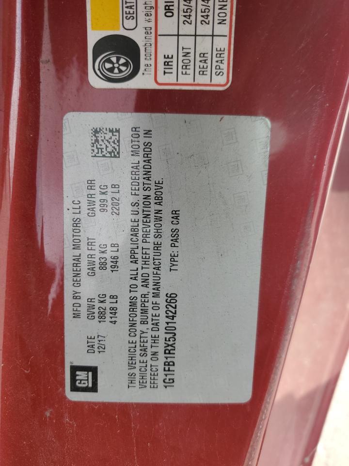 1G1FB1RX5J0142266 2018 Chevrolet Camaro Lt