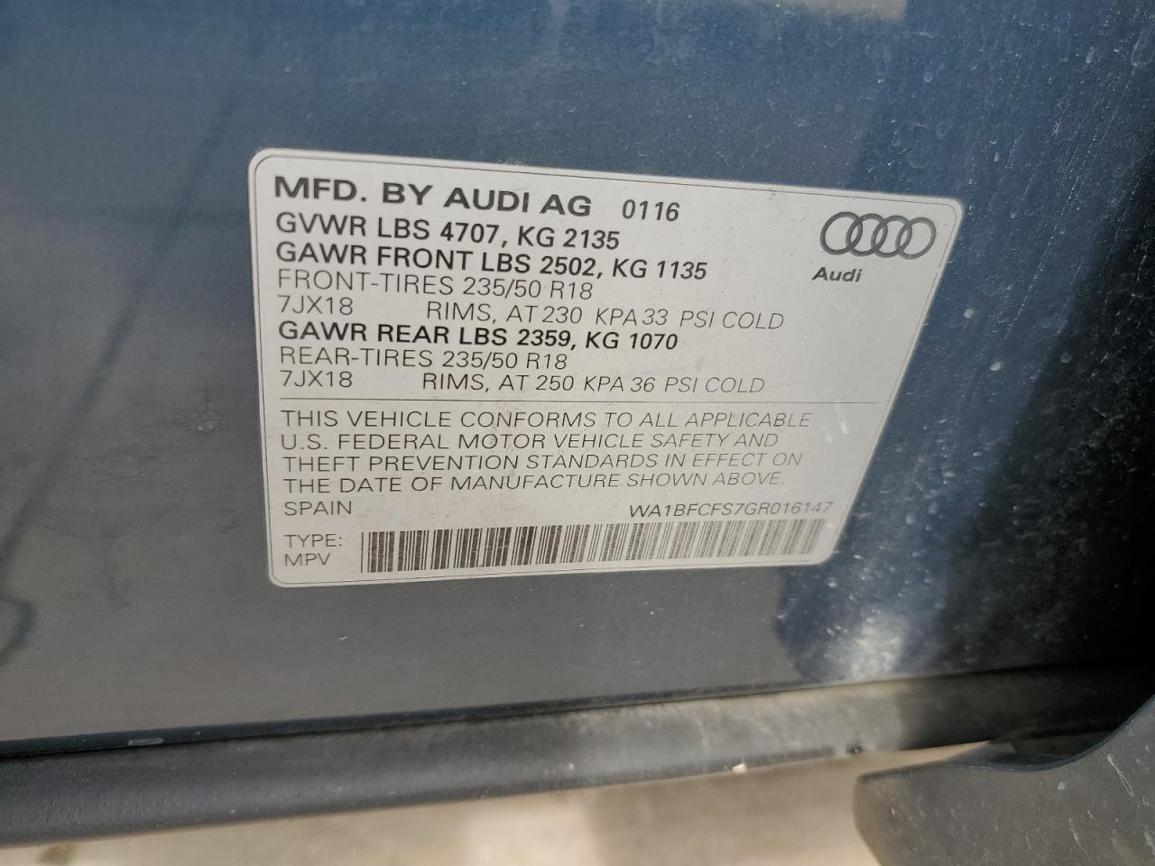 WA1BFCFS7GR016147 2016 Audi Q3 Premium Plus