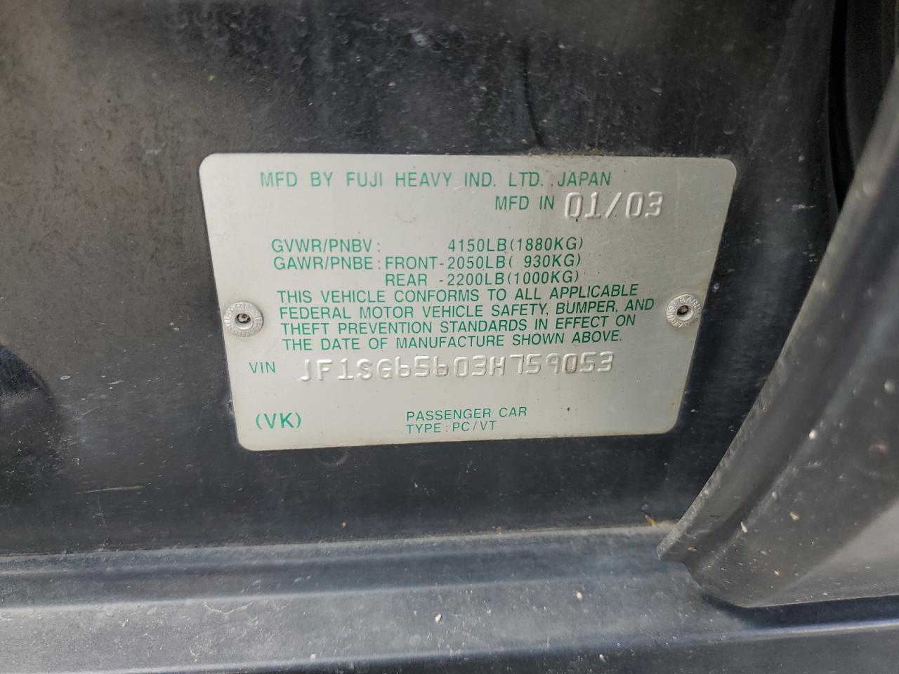 JF1SG65603H759053 2003 Subaru Forester 2.5Xs