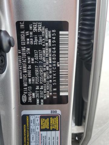 2013 Kia Sorento Lx VIN: 5XYKTCA68DG419458 Lot: 54572154