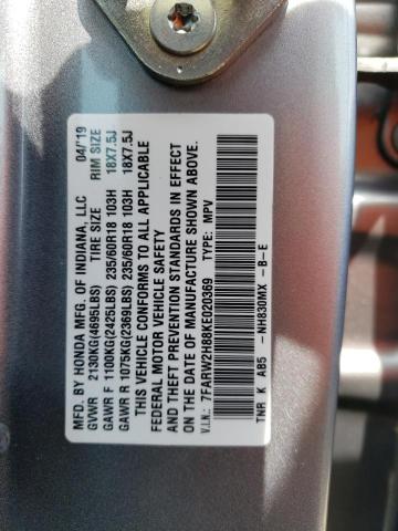 2019 Honda Cr-V Exl VIN: 7FARW2H88KE020369 Lot: 55008914