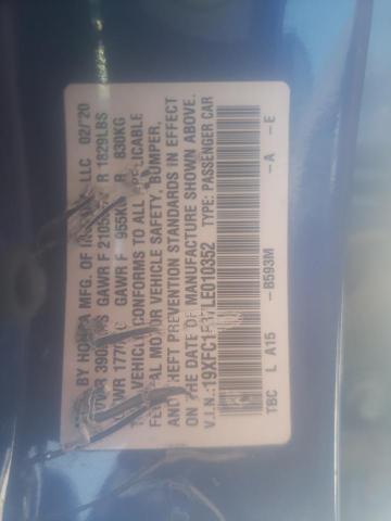 2020 Honda Civic Ex VIN: 19XFC1F37LE010352 Lot: 55350844