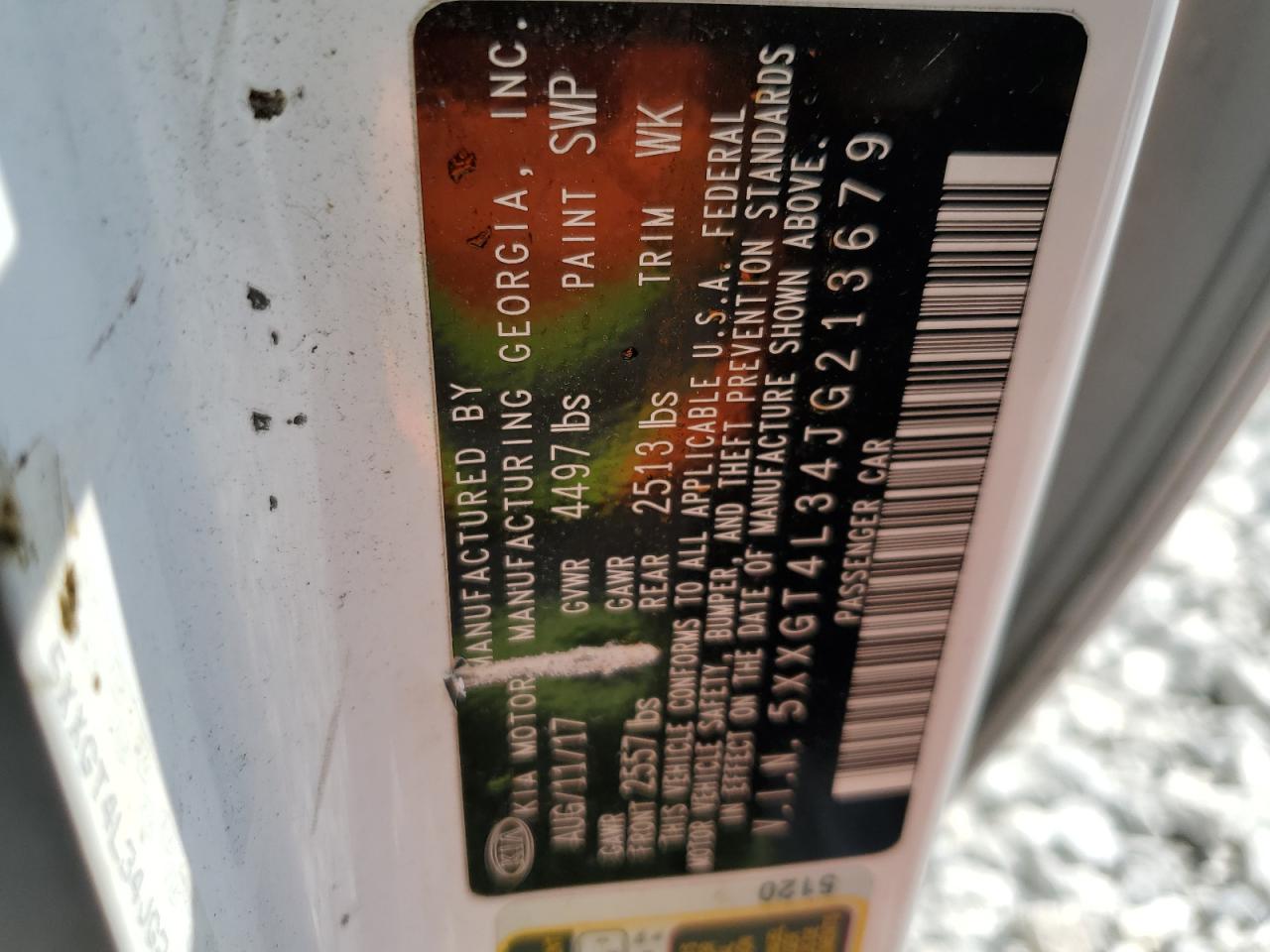 5XXGT4L34JG213679 2018 Kia Optima Lx