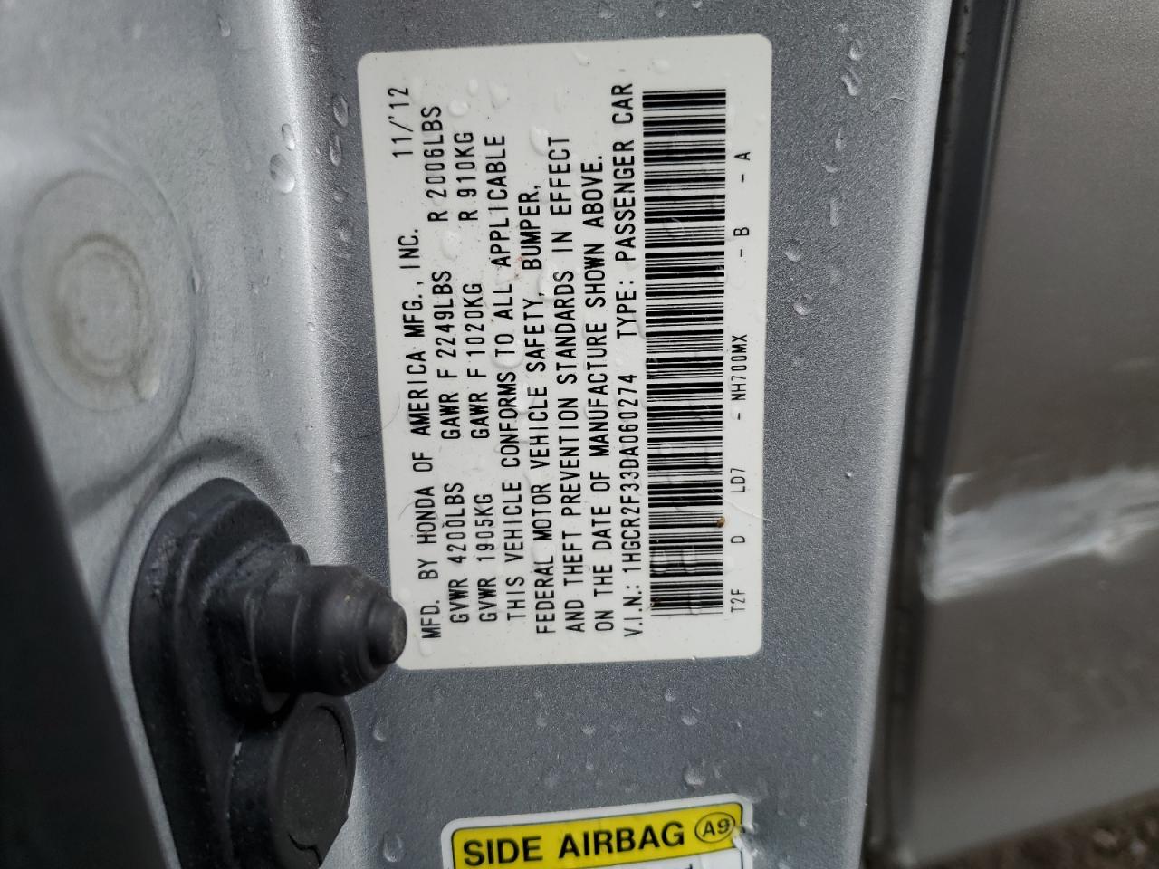 1HGCR2F33DA060274 2013 Honda Accord Lx