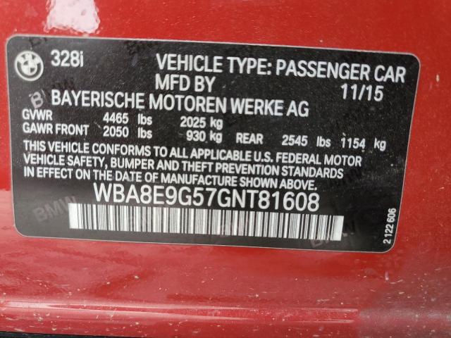 2016 BMW 328 I Sulev VIN: WBA8E9G57GNT81608 Lot: 55752534