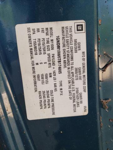 1996 Chevrolet Astro VIN: 1GNDM19W6TB174805 Lot: 52971254