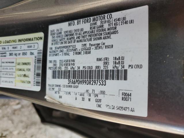 2013 Ford Fusion Se VIN: 3FA6P0H99DR297533 Lot: 55281054