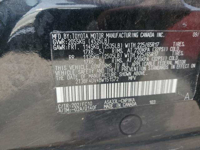 2011 Toyota Rav4 VIN: 2T3BF4DV4BW151572 Lot: 56183434