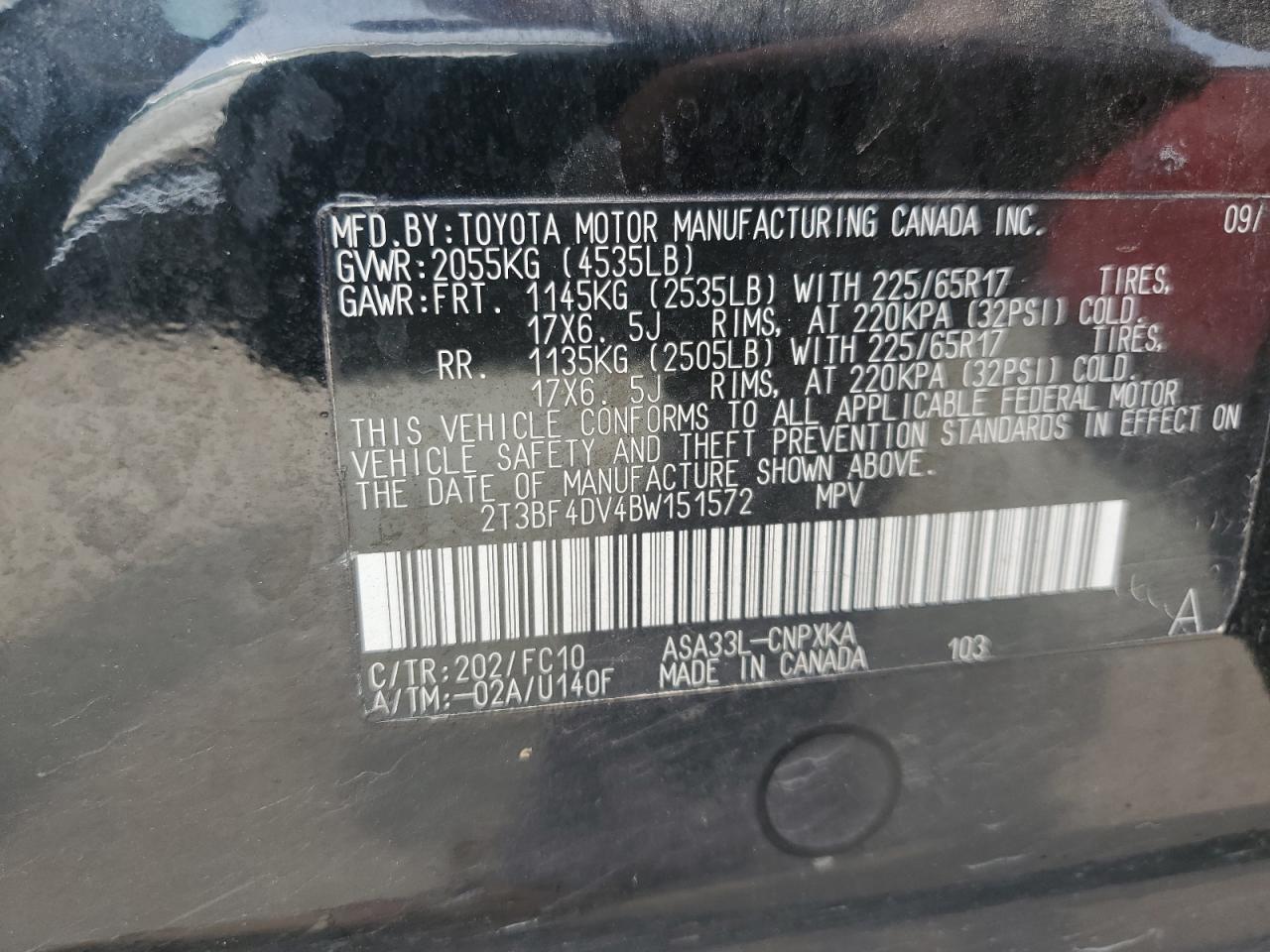 2T3BF4DV4BW151572 2011 Toyota Rav4