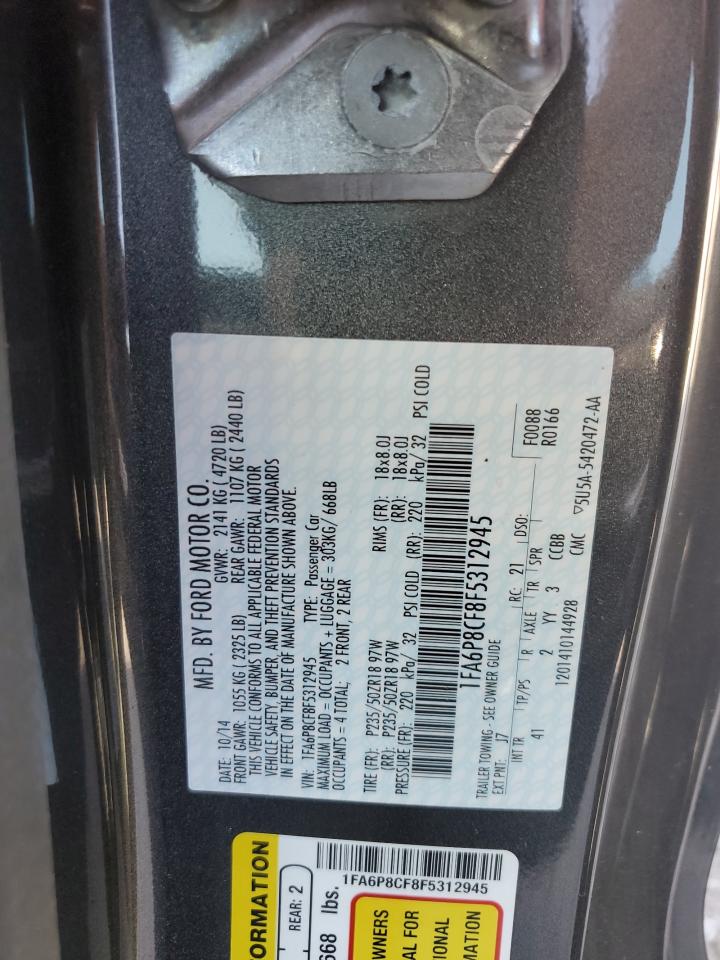 1FA6P8CF8F5312945 2015 Ford Mustang Gt