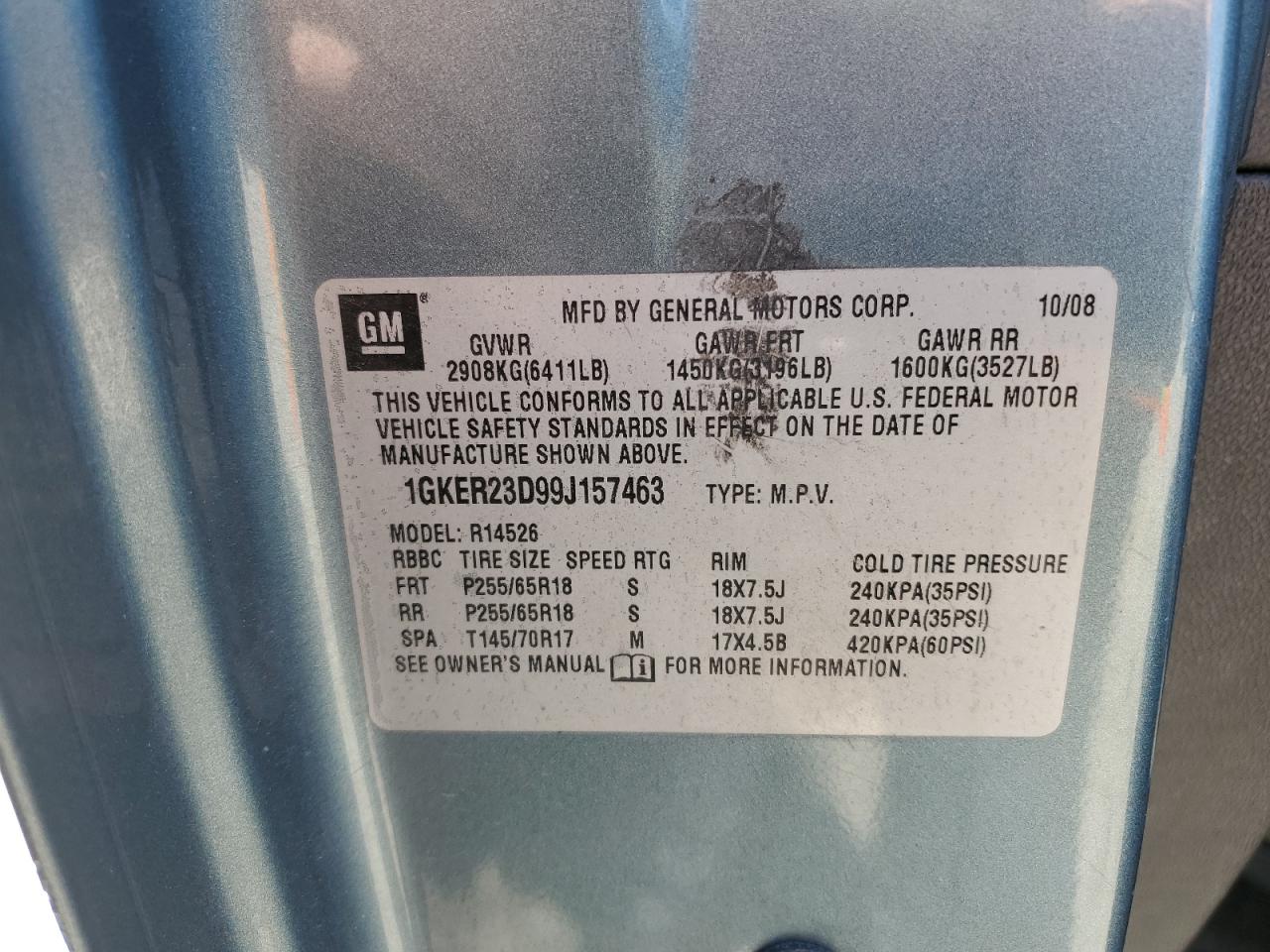 1GKER23D99J157463 2009 GMC Acadia Slt-1