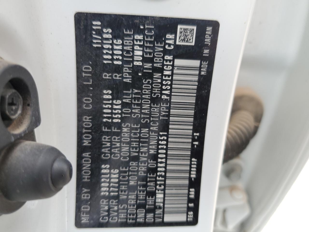 JHMFC1F38KX003651 2019 Honda Civic Ex