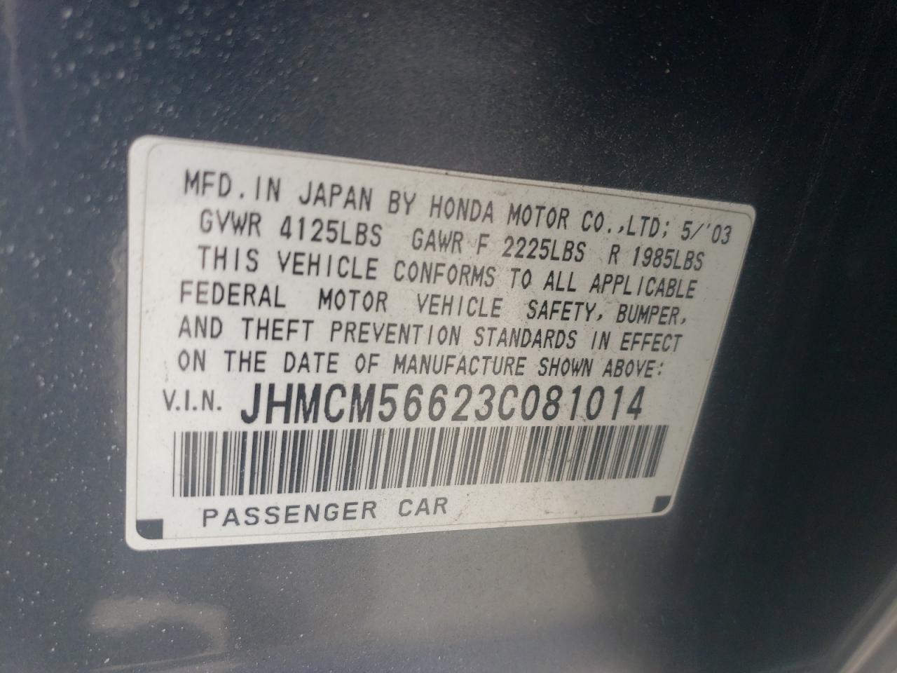 JHMCM56623C081014 2003 Honda Accord Ex