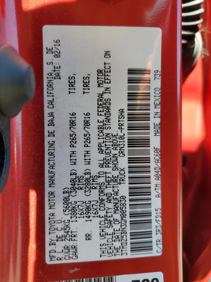 3TMDZ5BN3GM005830 2016 Toyota Tacoma Double Cab