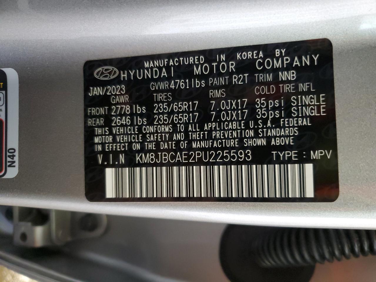 KM8JBCAE2PU225593 2023 Hyundai Tucson Sel