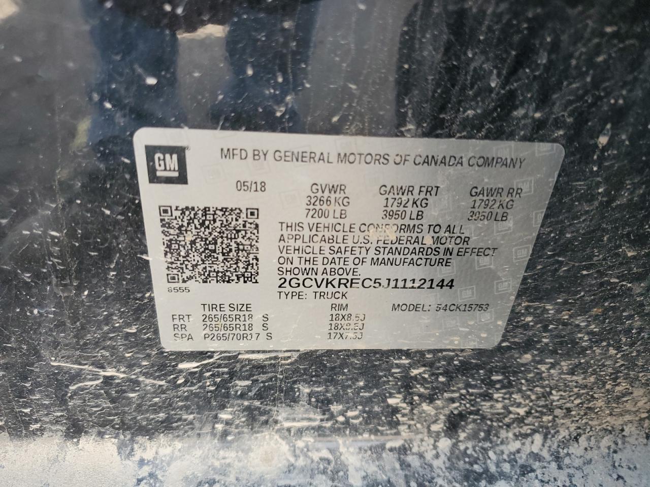 2GCVKREC5J1112144 CHEVROLET ALL Models 2018