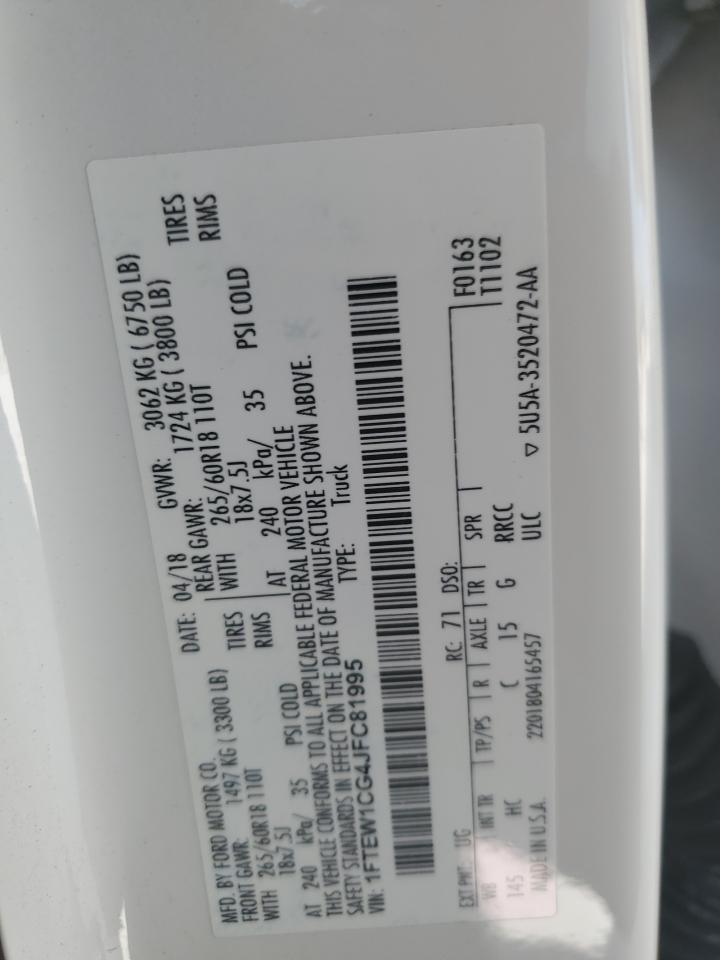 1FTEW1CG4JFC81995 2018 Ford F150 Supercrew