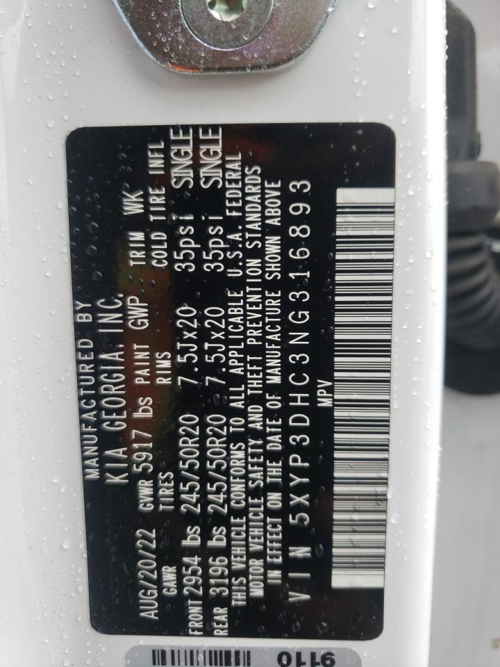 5XYP3DHC3NG316893 2022 Kia Telluride Ex