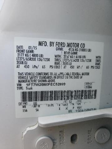 2015 Ford F250 Super Duty VIN: 1FT7W2B60FEC52899 Lot: 55041814