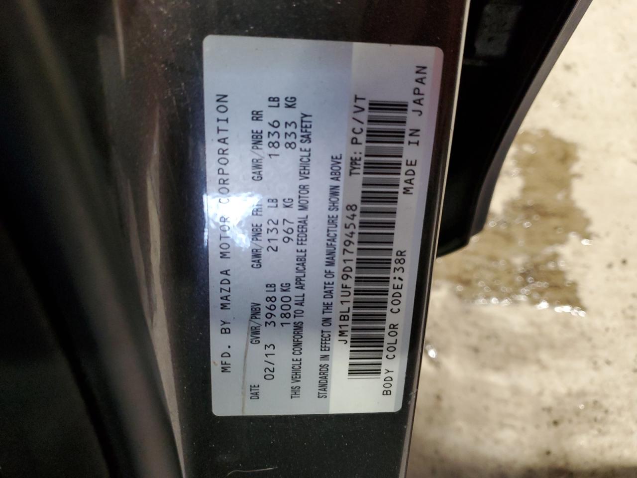 JM1BL1UF9D1794548 2013 Mazda 3 I