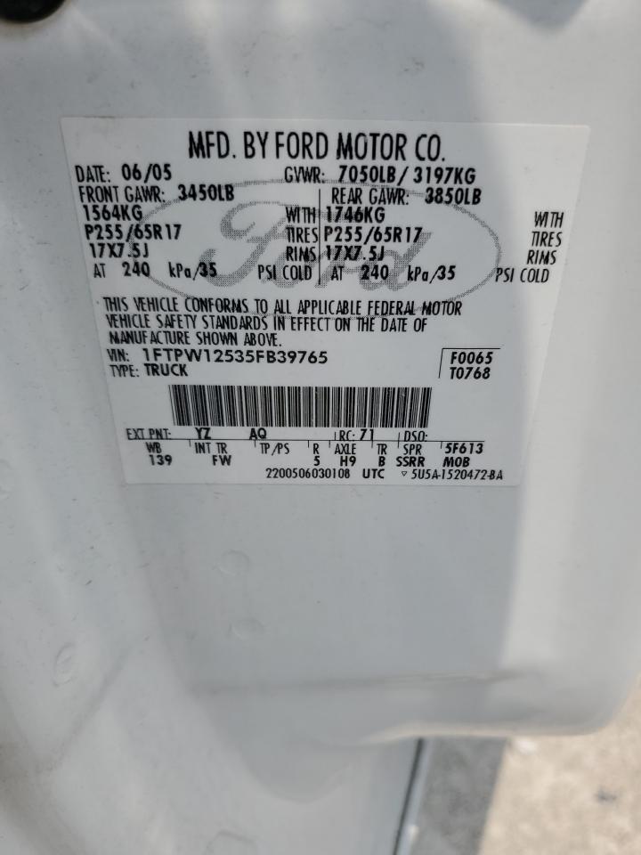 1FTPW12535FB39765 2005 Ford F150 Supercrew