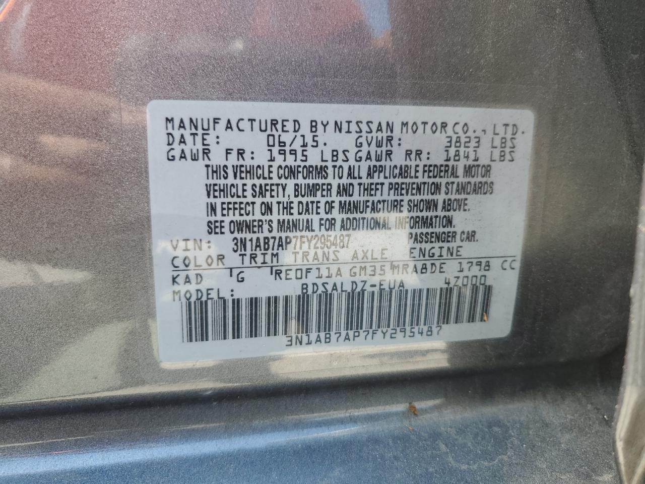 3N1AB7AP7FY295487 2015 Nissan Sentra S