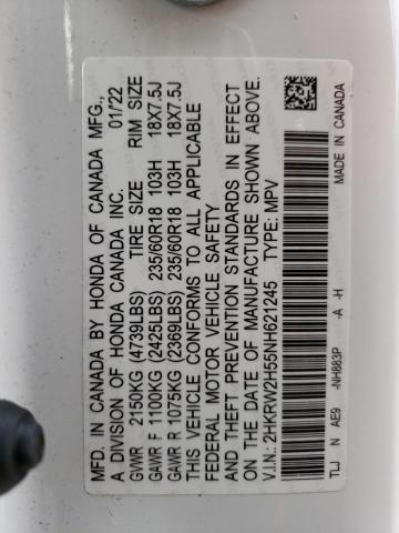 2022 Honda Cr-V Ex VIN: 2HKRW2H55NH621245 Lot: 54773194