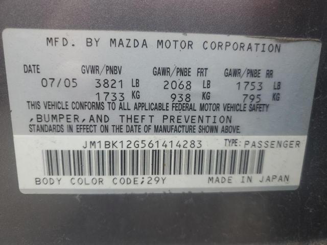 2006 Mazda 3 I VIN: JM1BK12G561414283 Lot: 53933754