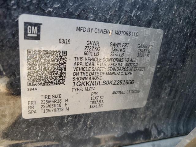 2019 GMC Acadia Slt-1 VIN: 1GKKNULS0KZ251666 Lot: 55093874