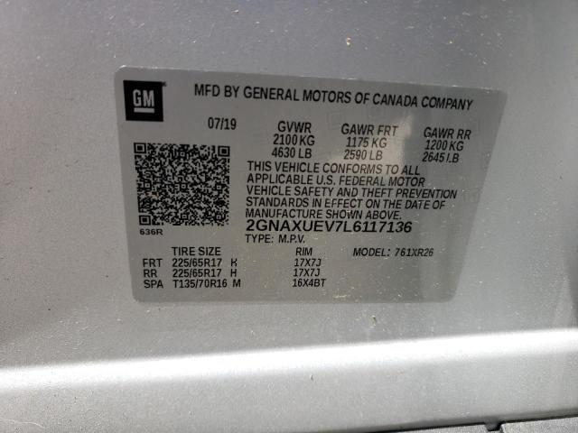 2020 Chevrolet Equinox Lt VIN: 2GNAXUEV7L6117136 Lot: 55540324