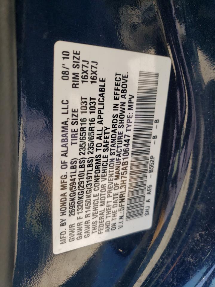 5FNRL3H75AB106447 2010 Honda Odyssey Exl