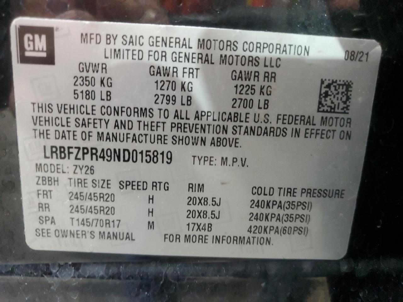 2022 Buick Envision Essence vin: LRBFZPR49ND015819