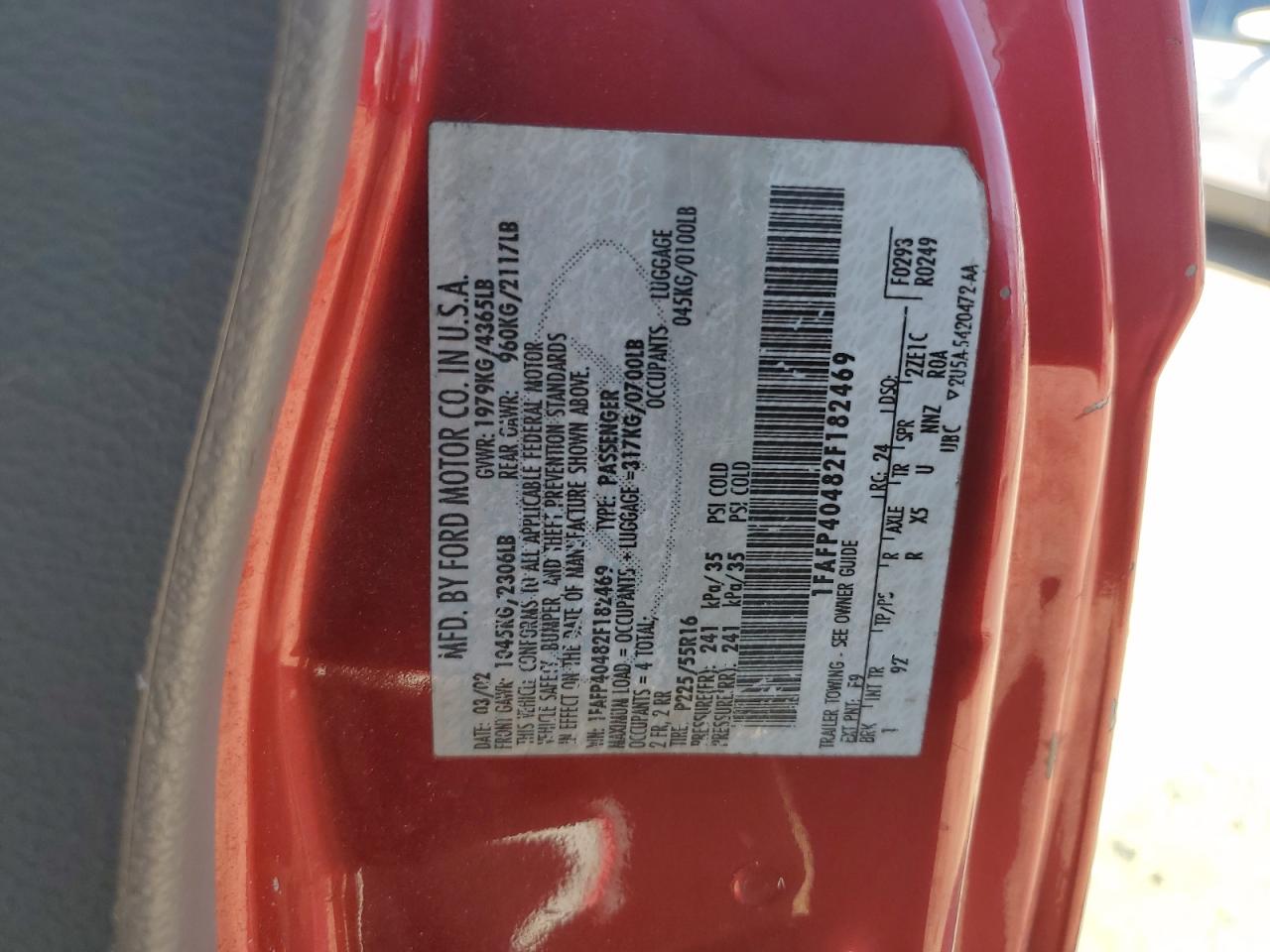 1FAFP40482F182469 2002 Ford Mustang