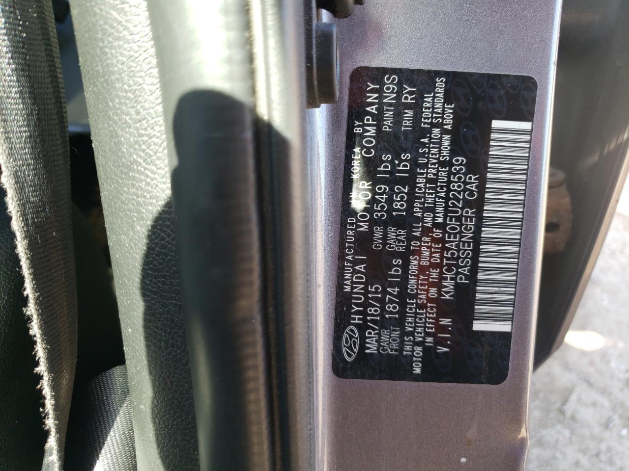 KMHCT5AE0FU228539 2015 Hyundai Accent Gs