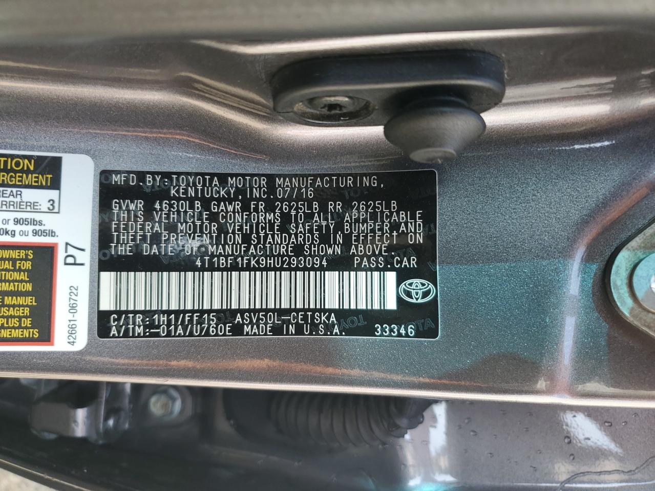 4T1BF1FK9HU293094 2017 Toyota Camry Le