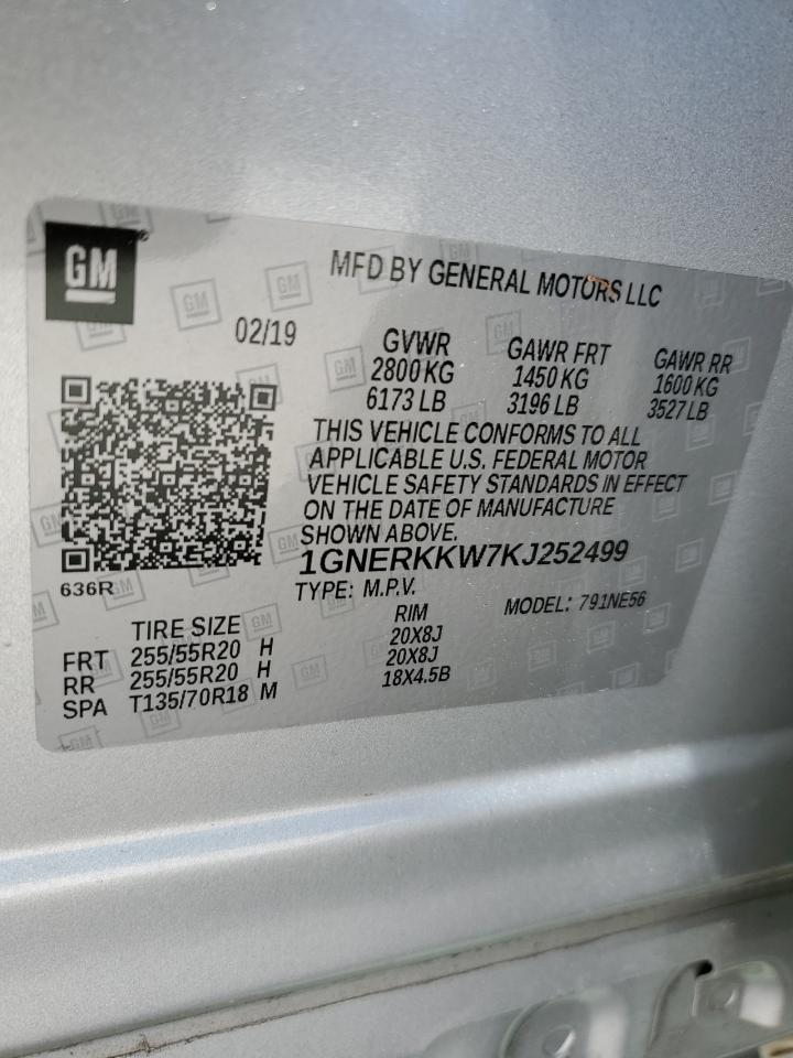 1GNERKKW7KJ252499 2019 Chevrolet Traverse Premier