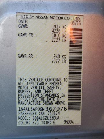 2016 NISSAN ALTIMA - 1N4AL3AP0GN367976