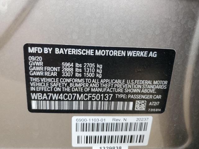 2021 BMW 745Xe VIN: WBA7W4C07MCF50137 Lot: 56453774