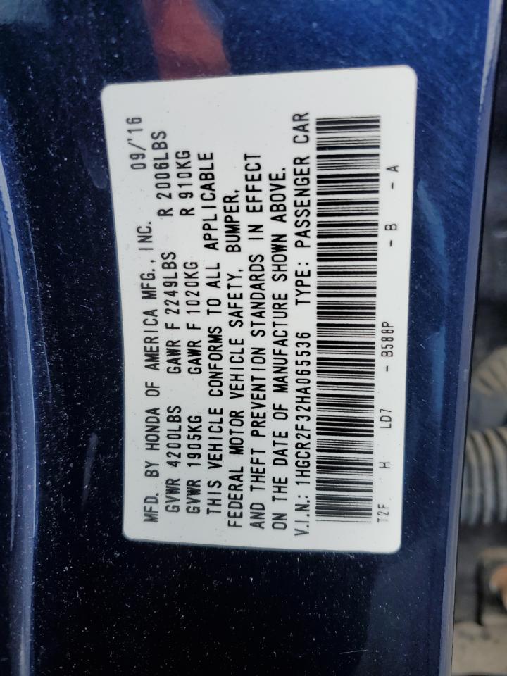 1HGCR2F32HA065536 2017 Honda Accord Lx