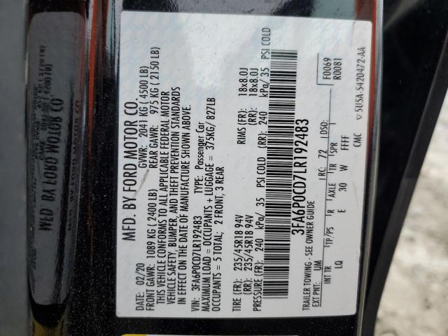 3FA6P0CD7LR192483 Ford Fusion SEL 13