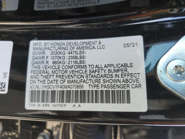 2021 Honda Accord Sport Se VIN: 1HGCV1F40MA070856 Lot: 53226744