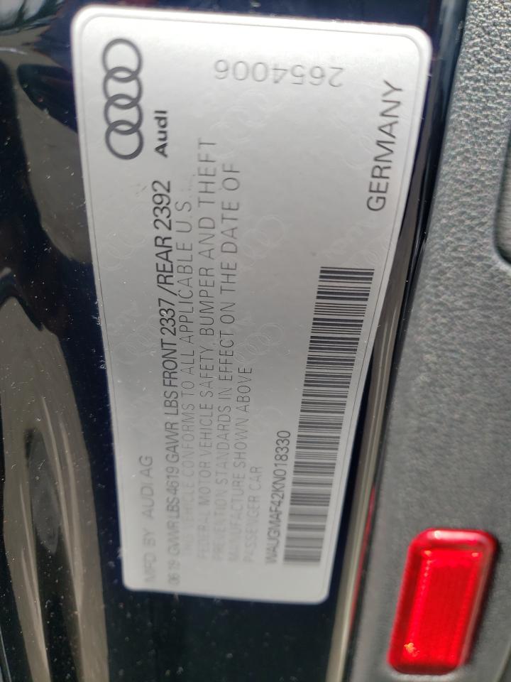 WAUGMAF42KN018330 2019 Audi A4 Premium
