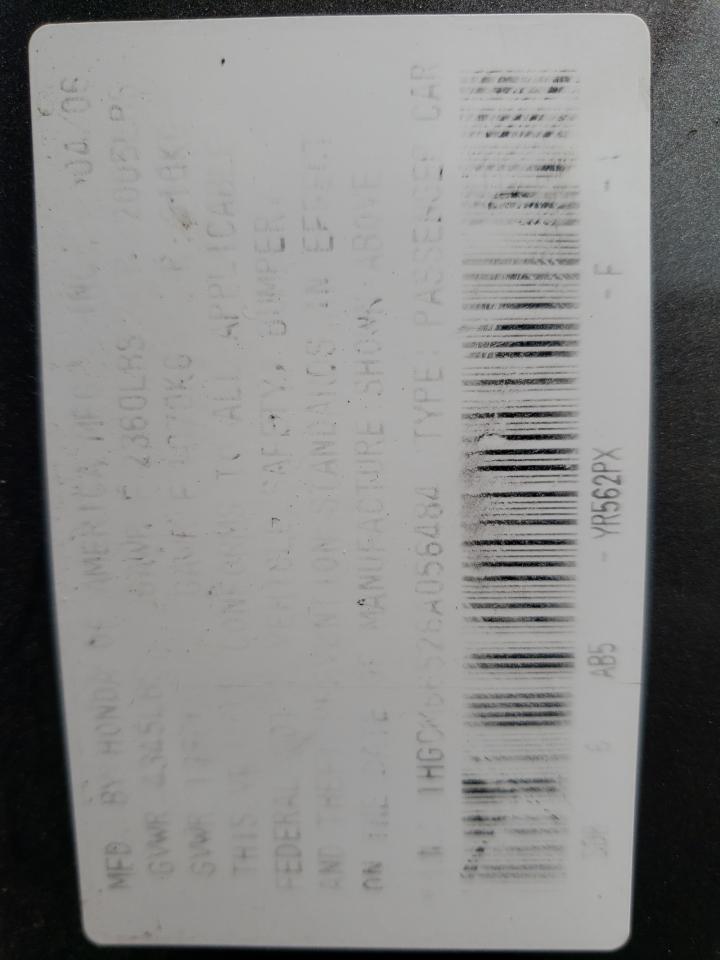 1HGCM66526A056484 2006 Honda Accord Ex