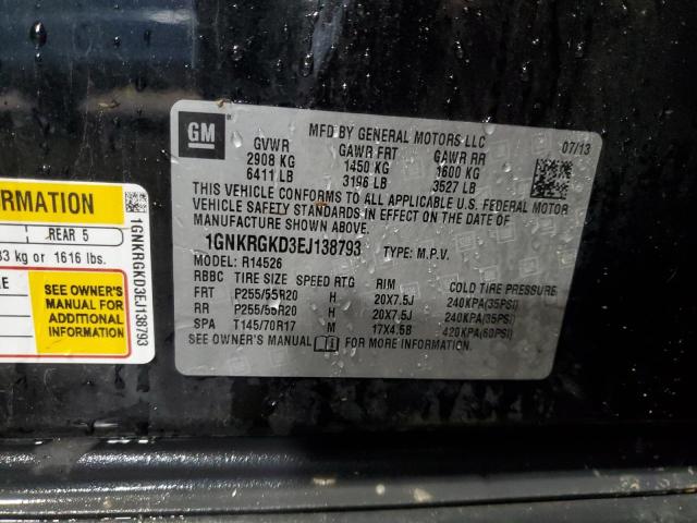 2014 Chevrolet Traverse Lt VIN: 1GNKRGKD3EJ138793 Lot: 55895924